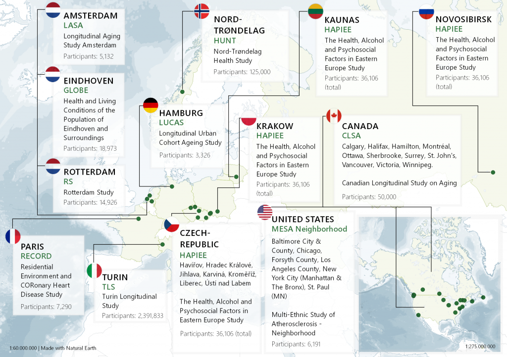 The MINDMAP cohorts and their geographical locations